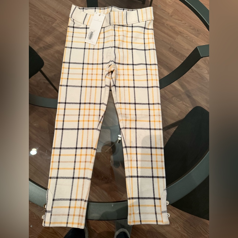 Janie and Jack Yellow and Gray Plaid Leggings